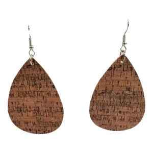 Bark Pattern Faux Leather Dangle Chic Lightweight Earrings  1BR1